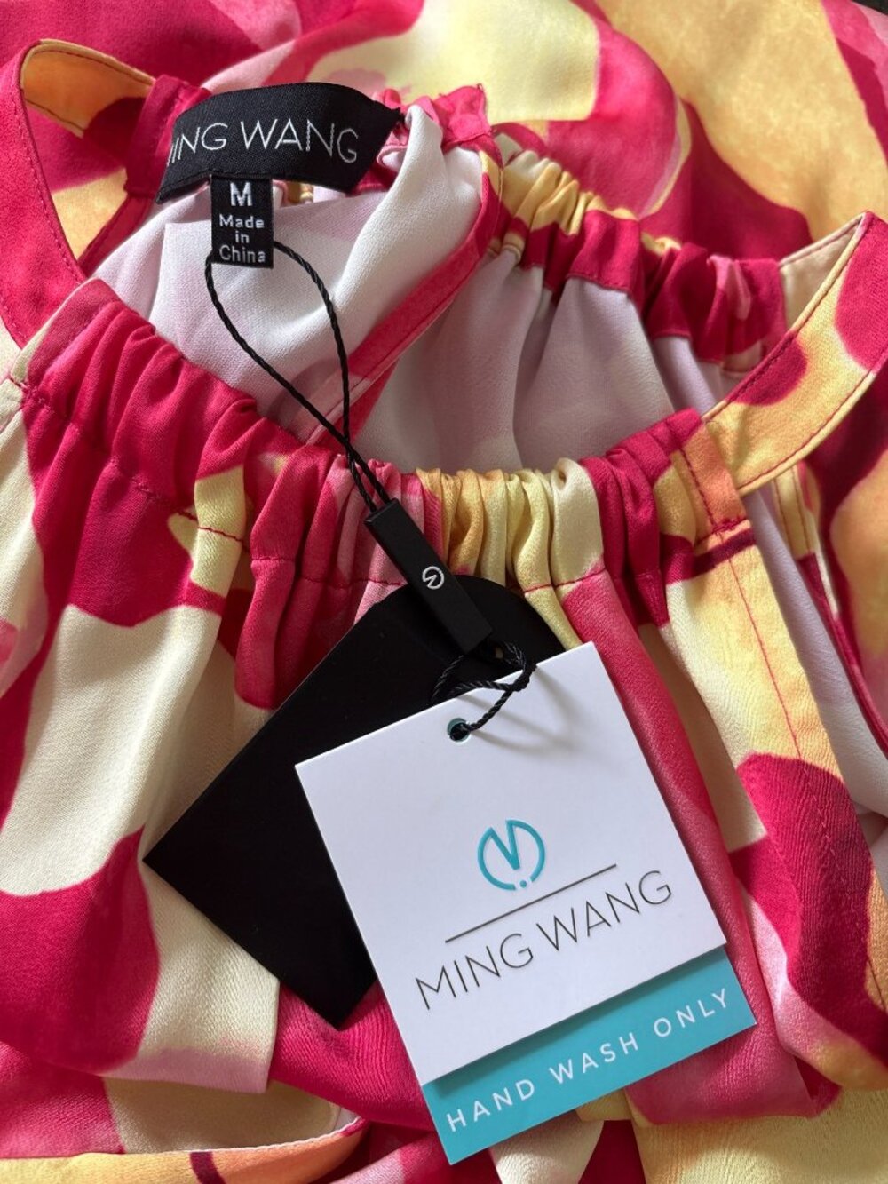 Ming Wang Women's NWT $270 Abstract Print Crepe De Chine Flounced Halter Dress M - Picture 9 of 11